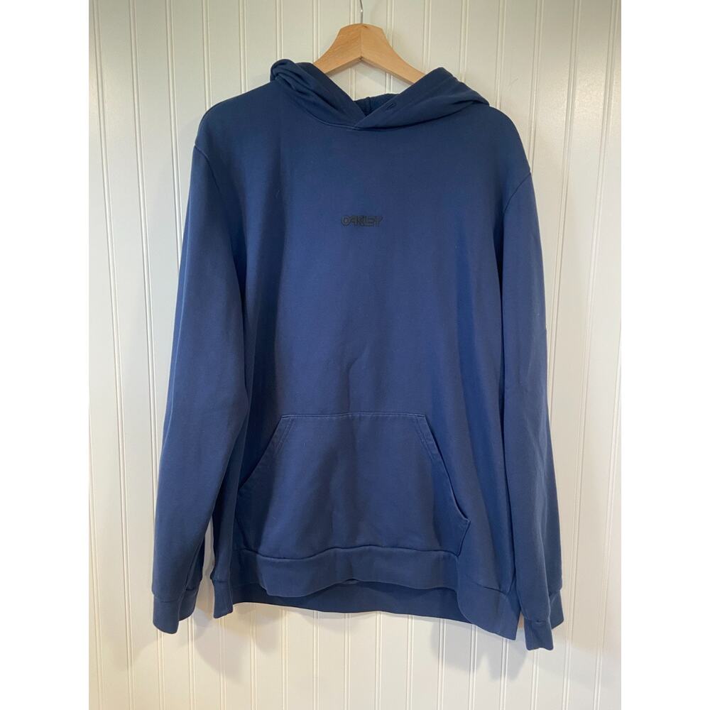 Oakley Sweatshirt Men's XL Navy Regular Fit Lightning Spellout Logo Hoodie - Picture 2 of 4